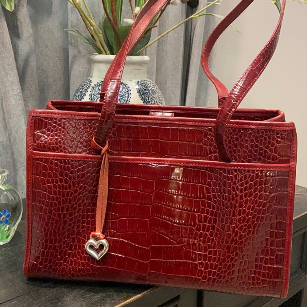 Brighton Shoulder Bag in a dark red croco embossed